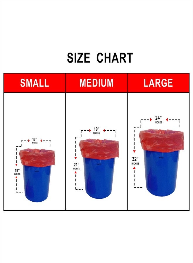 KWEL Disposable Garbage Bags/Dustbin Covers, 5 Packs of 30 Pieces - 150 bags Medium (19" x 21") Red - Image 5